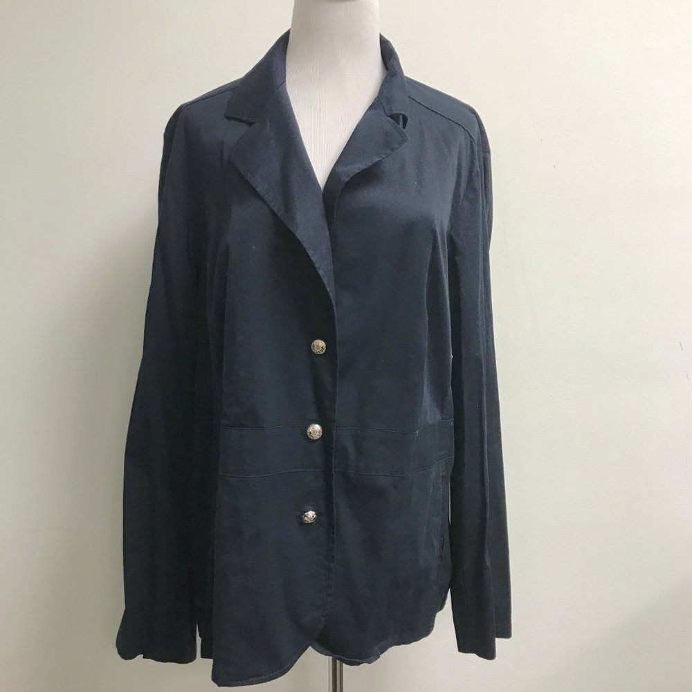 Marina Rinaldi navy blue cotton stretch lightweight blazer jacket 27